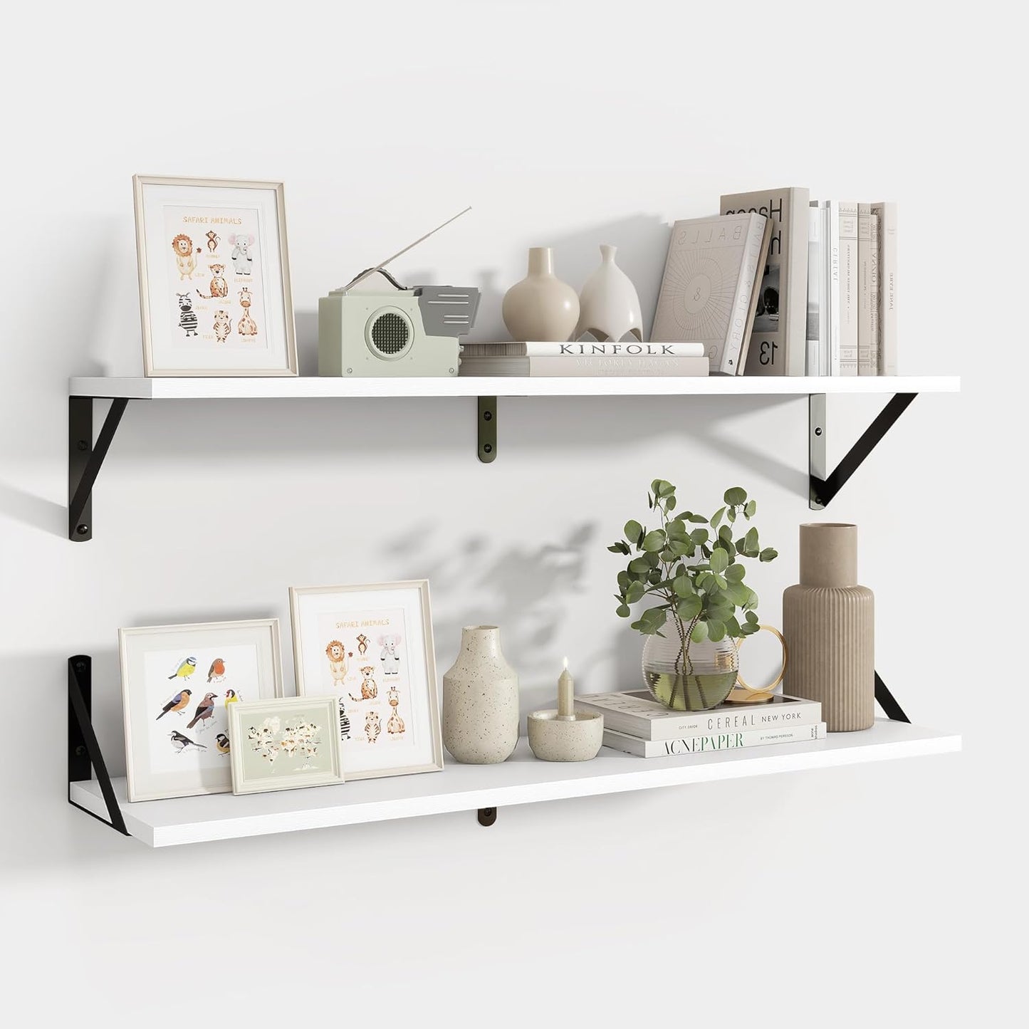 Axeman White Floating Shelves for Wall - Rustic Display Solution