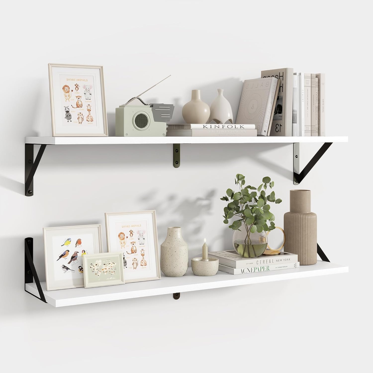 Axeman White Floating Shelves for Wall - Rustic Display Solution