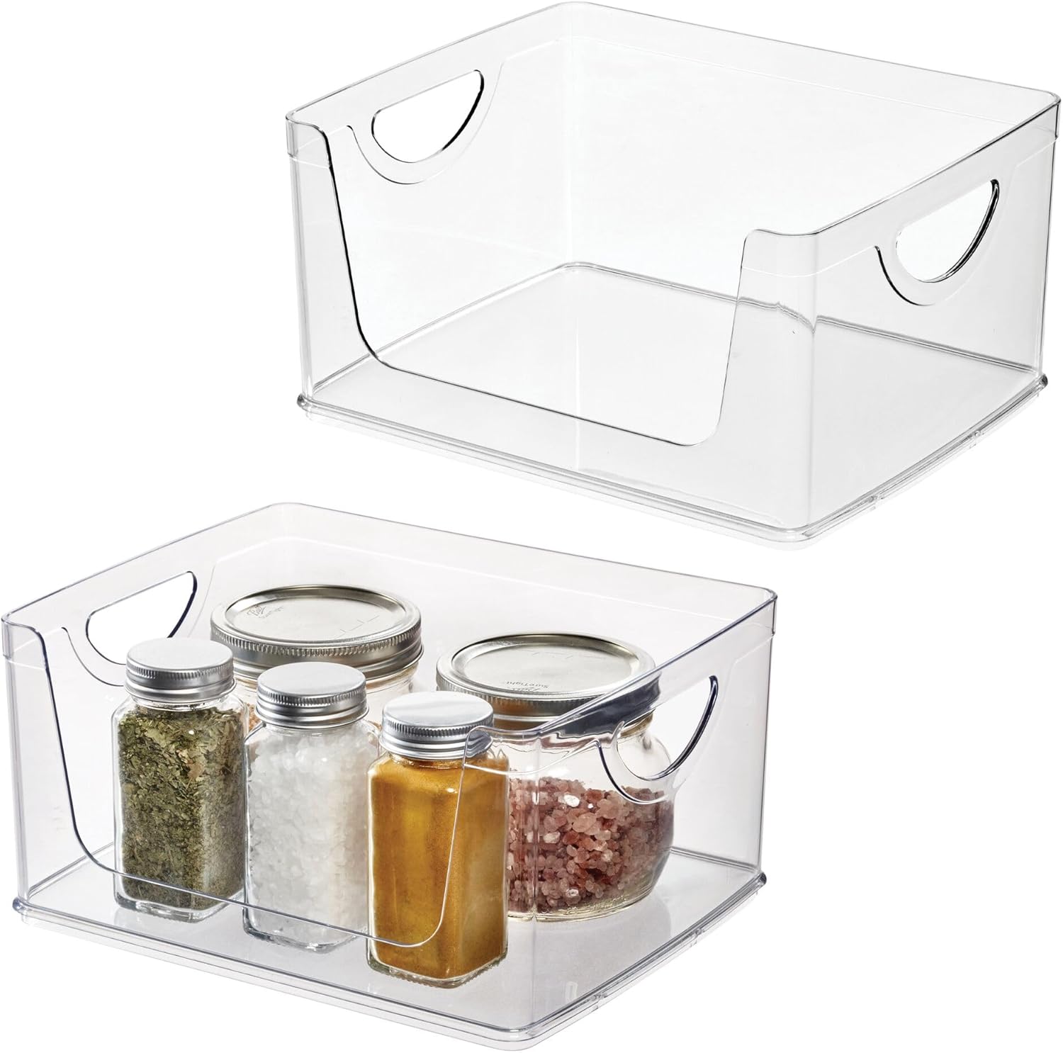 iDesign Stackable Open-Front Storage Bin Set of 2 for Kitchen