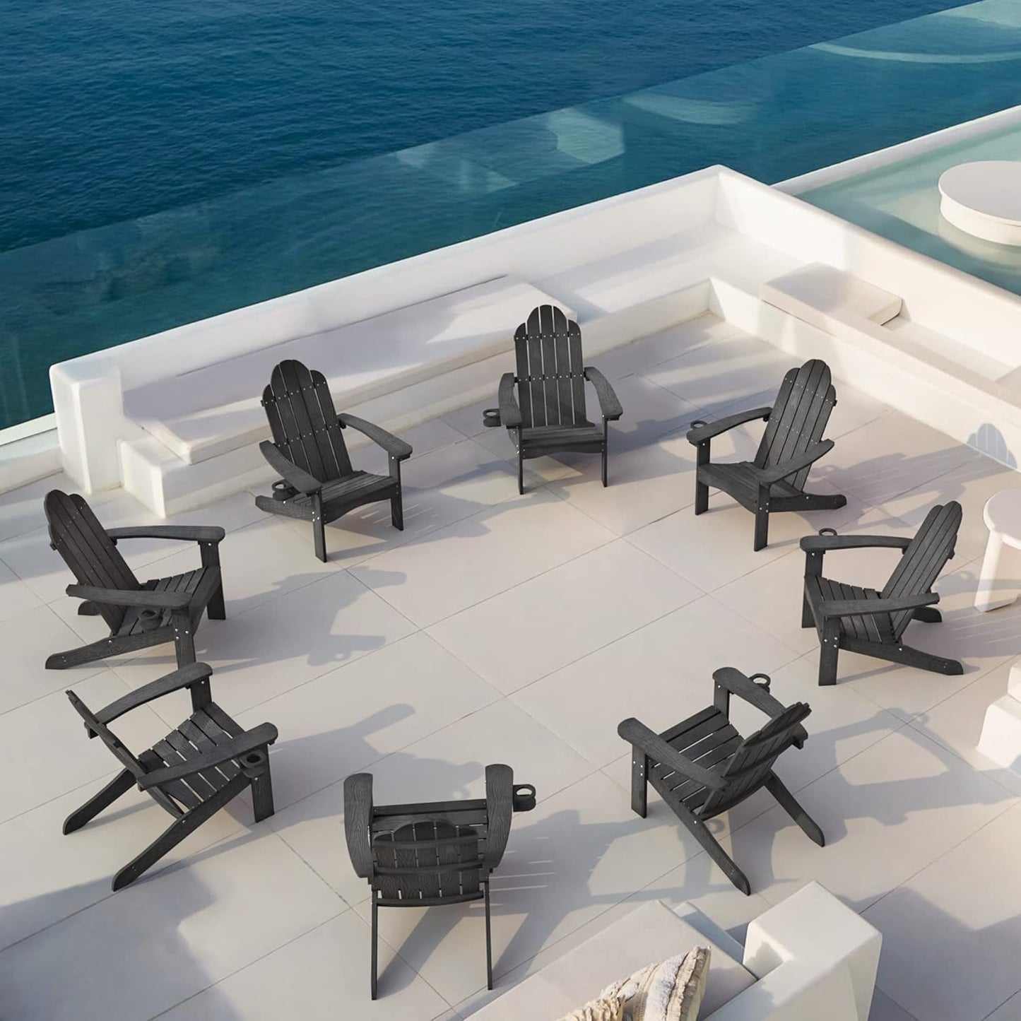 LUE BONA HDPS Adirondack Chairs Set of 8 for Outdoor Relaxation