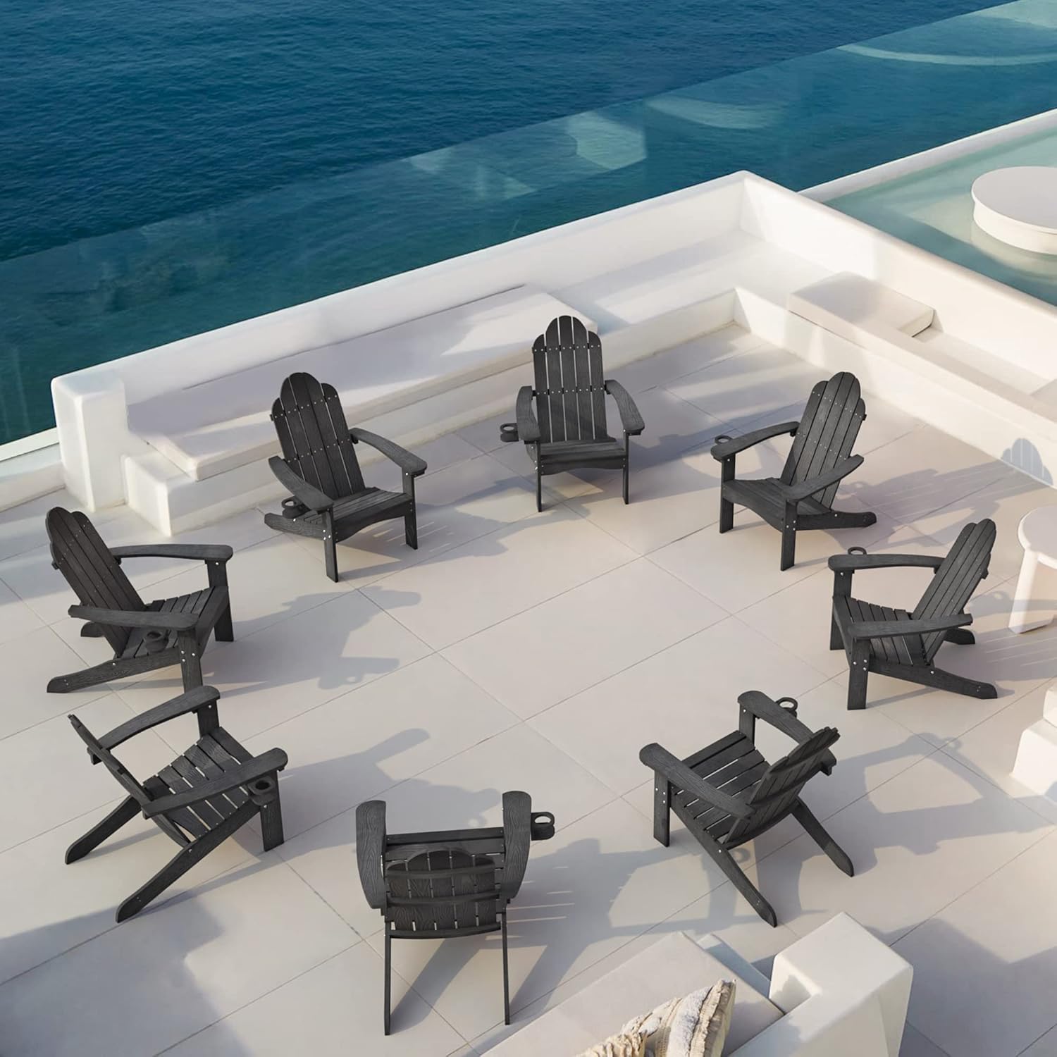 LUE BONA HDPS Adirondack Chairs Set of 8 for Outdoor Relaxation