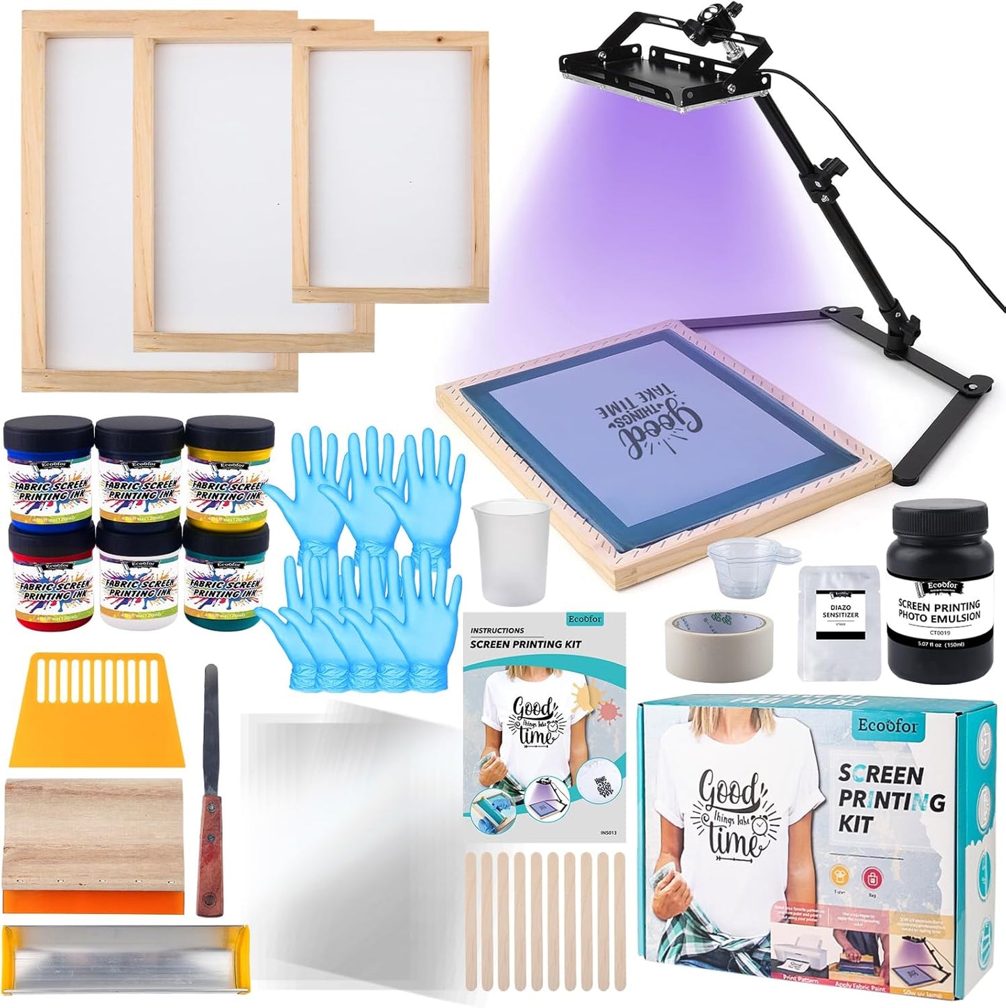 Ecoofor Screen Printing Kit 53pcs for Beginners and Pros