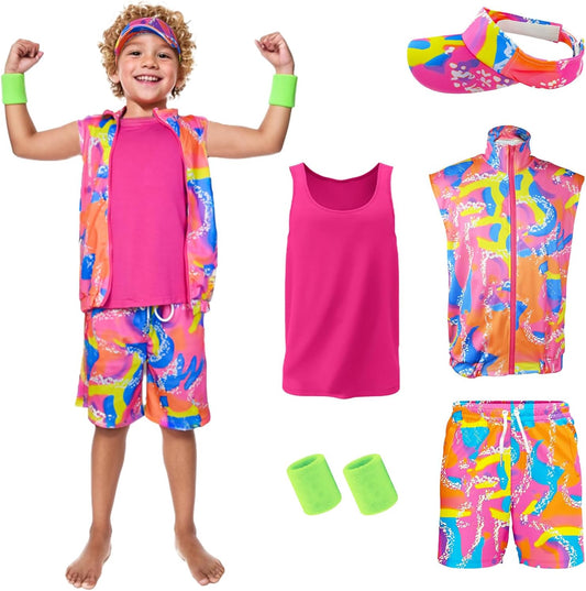 80s 90s Outfit for Kids - 5 Pieces Workout Costume Set