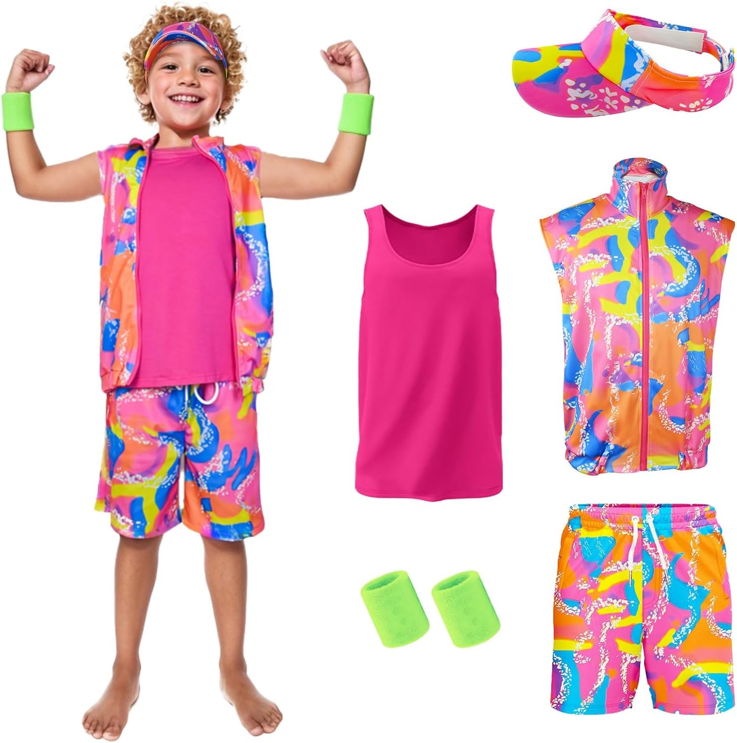 80s 90s Outfit for Kids - 5 Pieces Workout Costume Set
