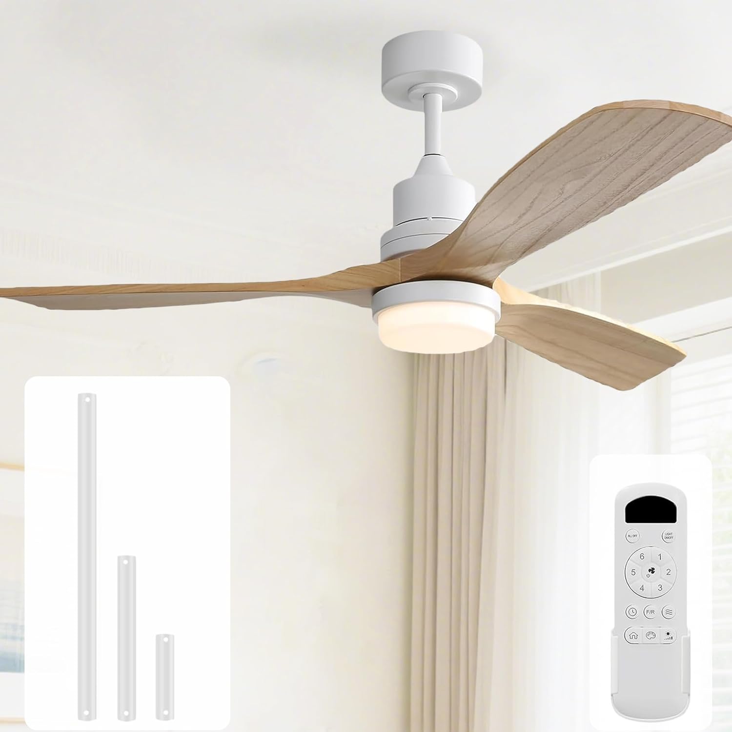 Sofucor 52 Inch Ceiling Fan with Lights and Remote Control