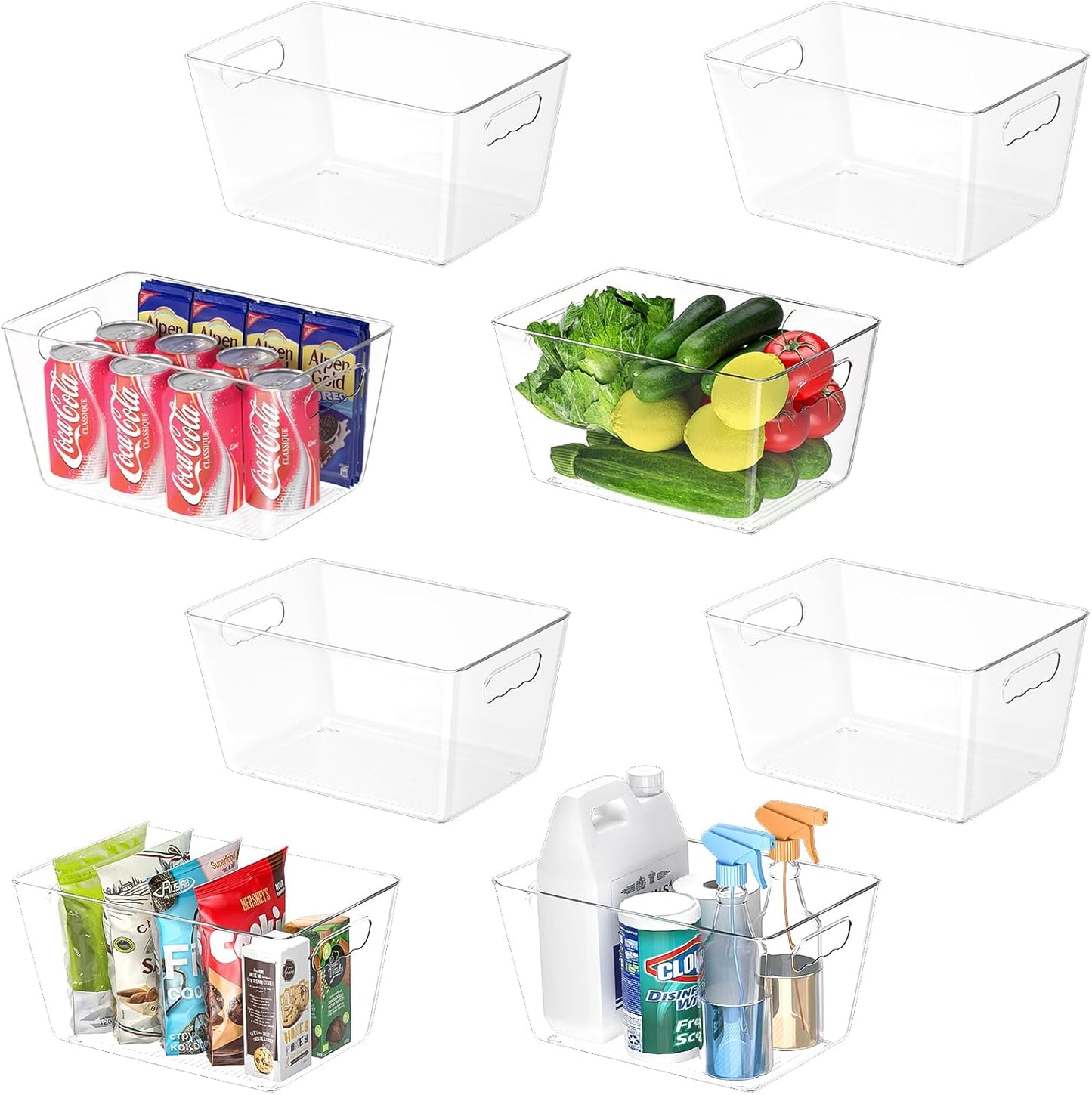 BALEINE Clear Plastic Storage Bins for Kitchen Organization