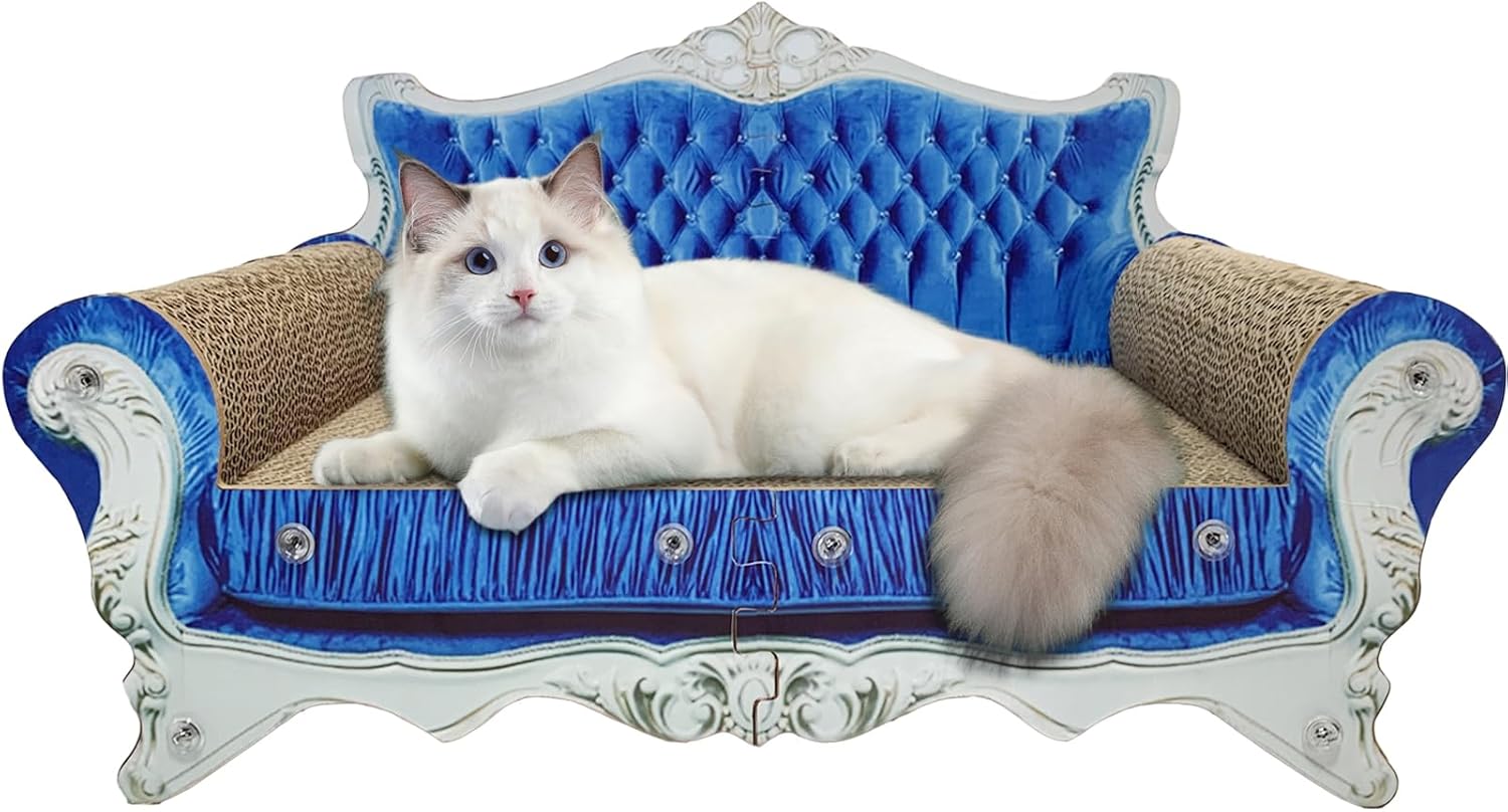 Luxury Cardboard Cat Scratcher Sofa Bed for Indoor Cats & Kittens