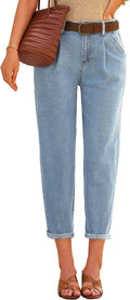 EVALESS Womens Baggy Jeans High Waisted Stretchy Boyfriend Barrel worn