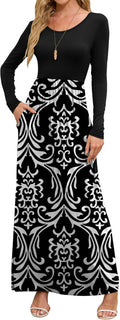 DEARCASE Women's Maxi Dress Long Sleeve Crewneck (Style 9LYJ)