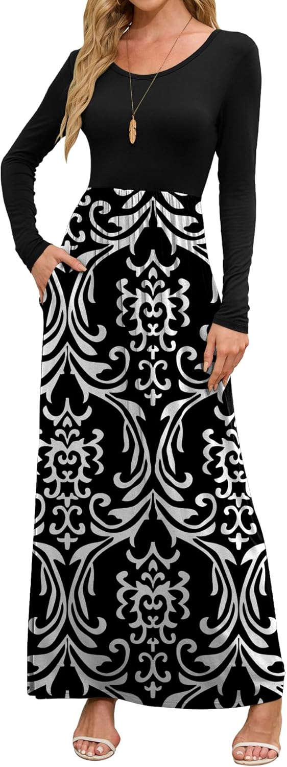 DEARCASE Women's Maxi Dress with Pockets for Casual Wear