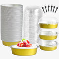 Mini Cake Pans With Lids And Spoons - 7 oz Disposable Round Baking