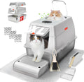 XL Stainless Steel Litter Box with Lid - Deep, Leak-Proof Pan