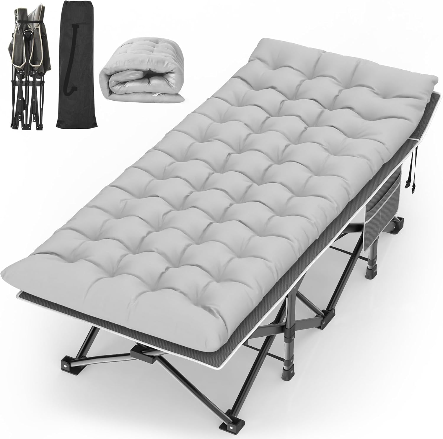 Suteck XXL Folding Camping Cot for Adults - Heavy Duty Comfort