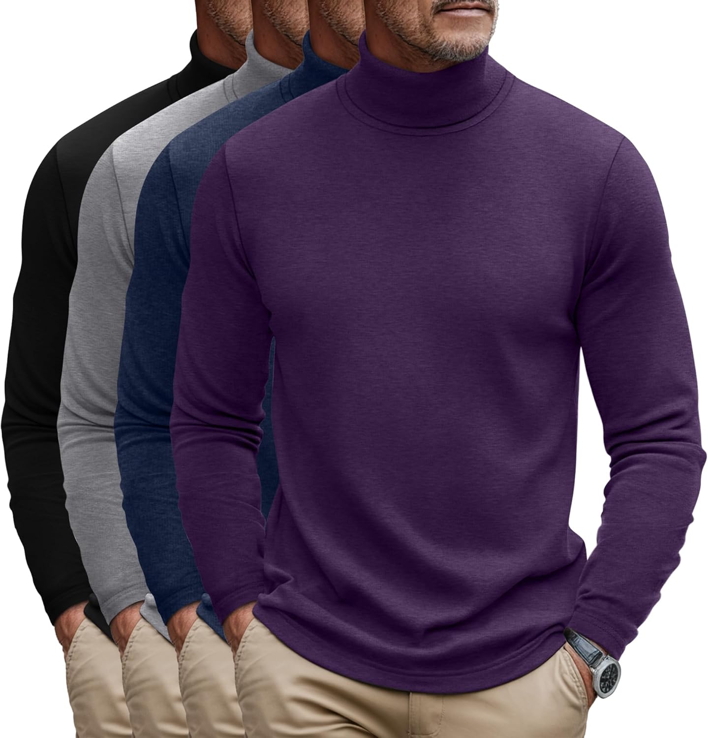 Huukeay Men's Turtleneck Shirts 4 Pack for Stylish Comfort