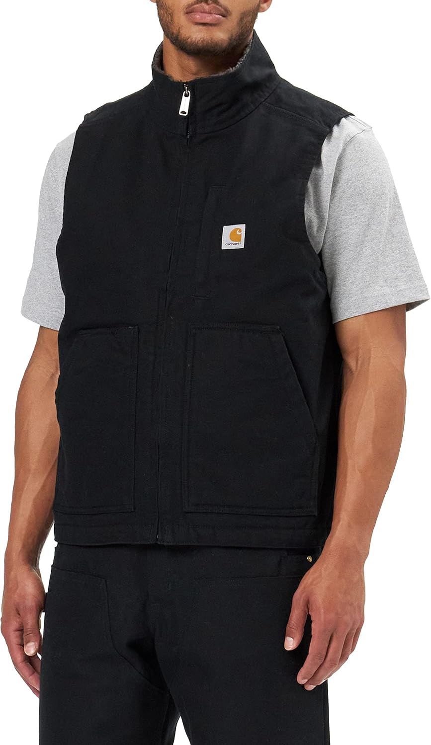 Carhartt Men's Washed Duck Mock Neck Vest - Sherpa Lined Comfort