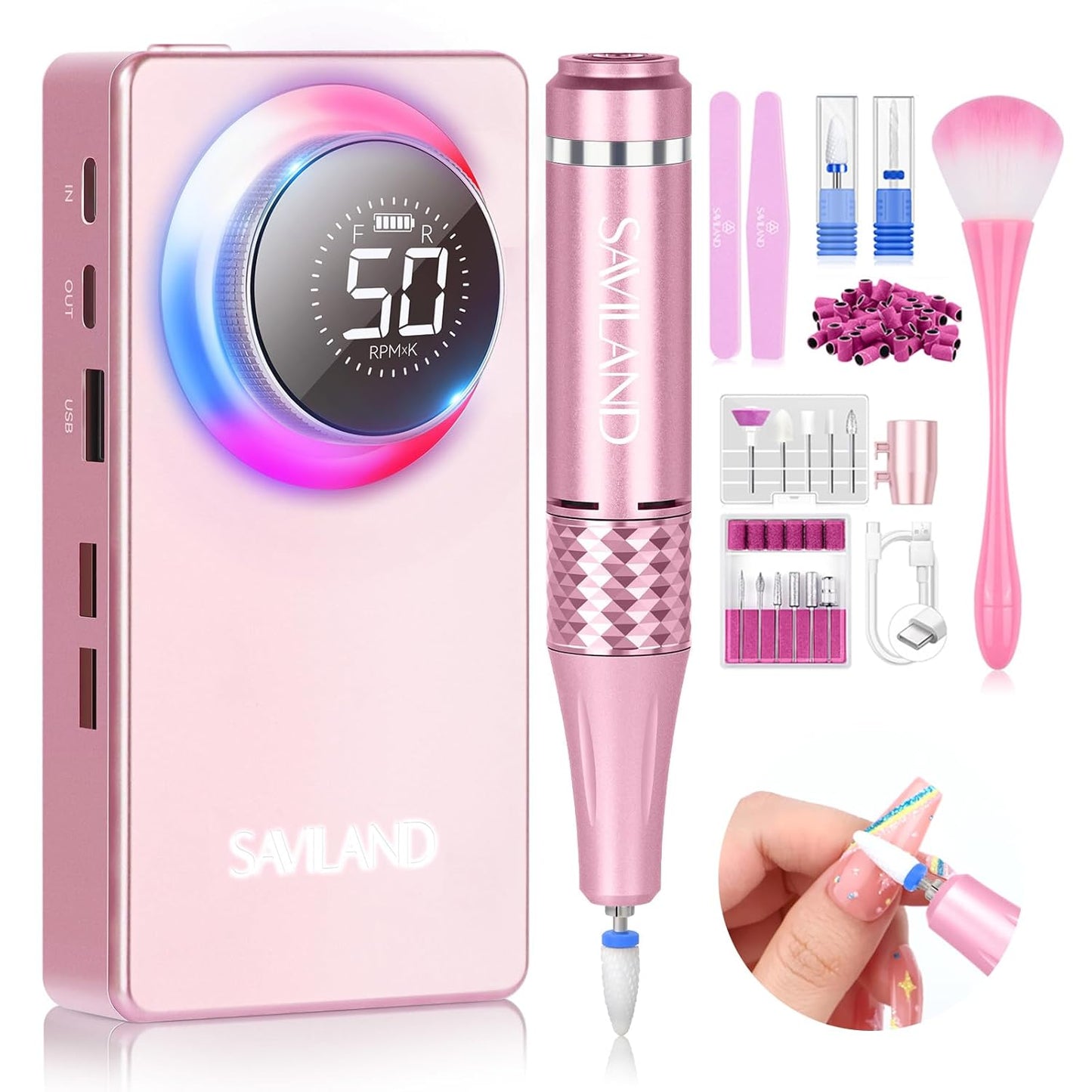 SAVILAND 50000RPM Electric Nail Drill Kit for Professionals