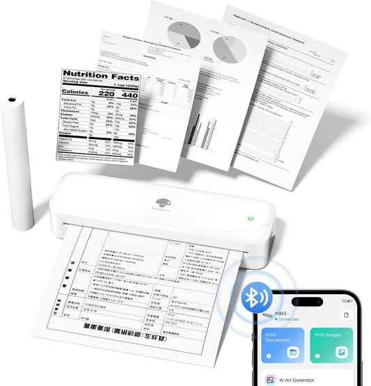 Phomemo M833 Portable Thermal Printer: Wireless & Inkless