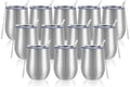 12 Pack Stainless Steel Wine Tumblers 12Oz - Double Wall Insulated