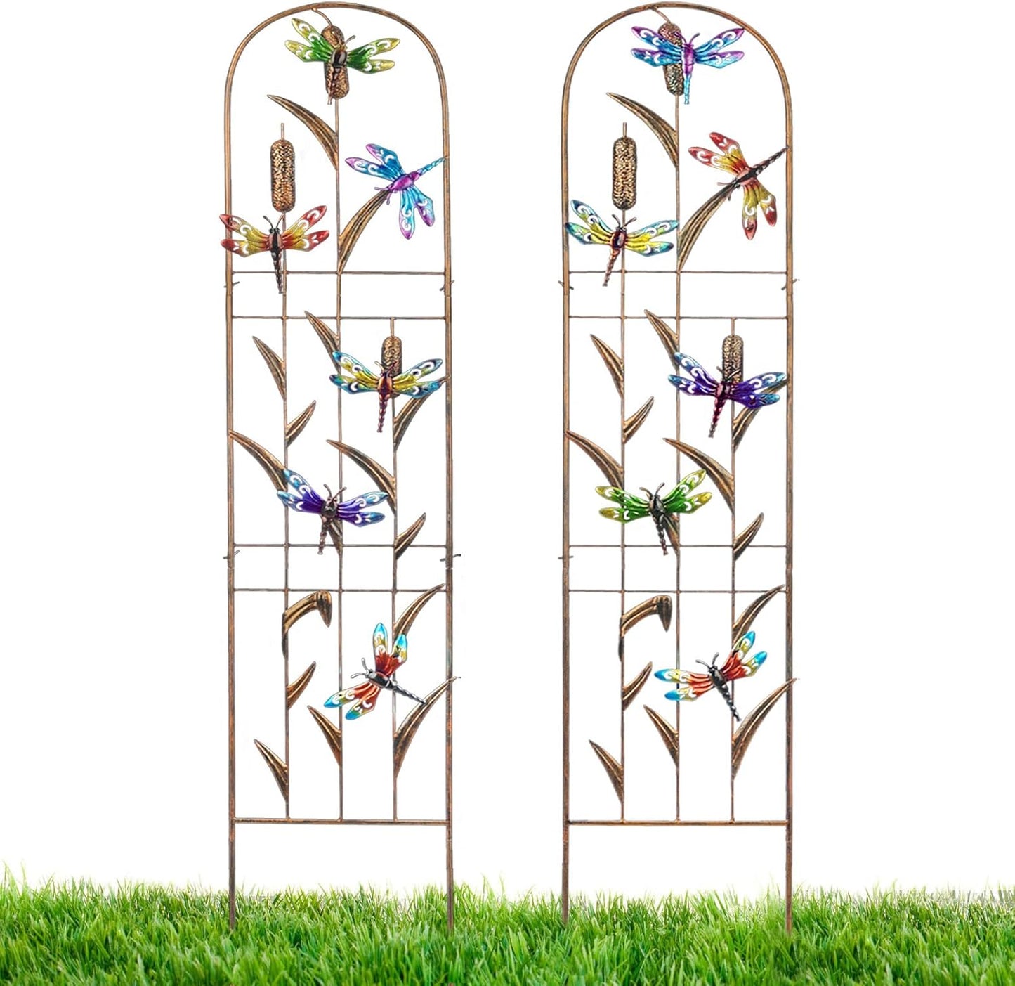 Colorful Dragonfly Garden Trellis for Climbing Plants - 60 Inch