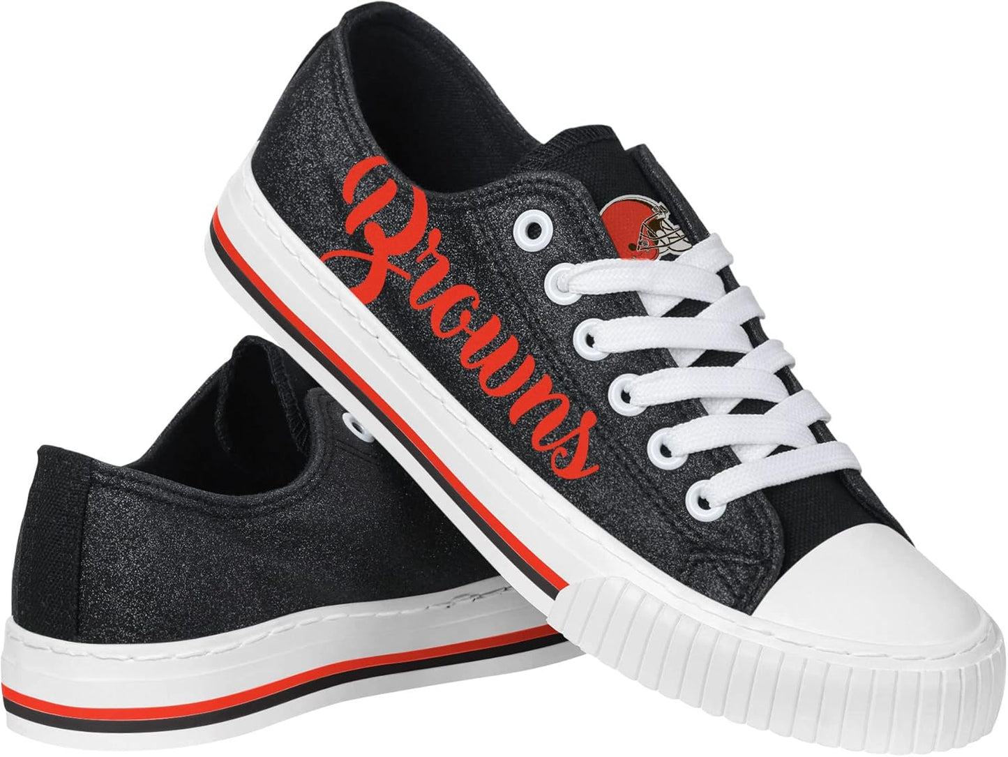 FOCO Women's NFL Team Logo Glitter Low Top Canvas Sneakers