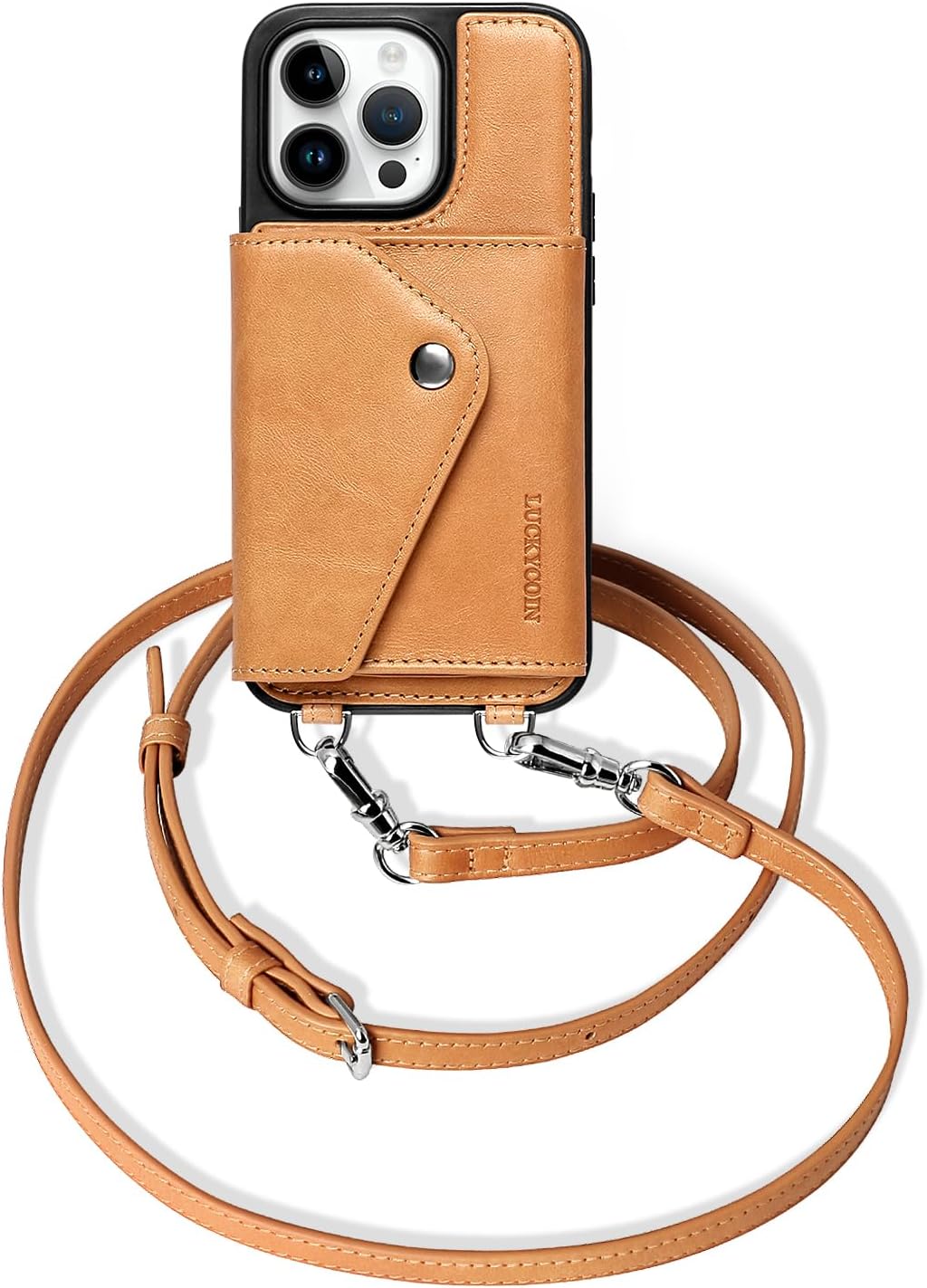 LUCKYCOIN Leather Wallet Case for iPhone 14 Pro - Stylish & Functional