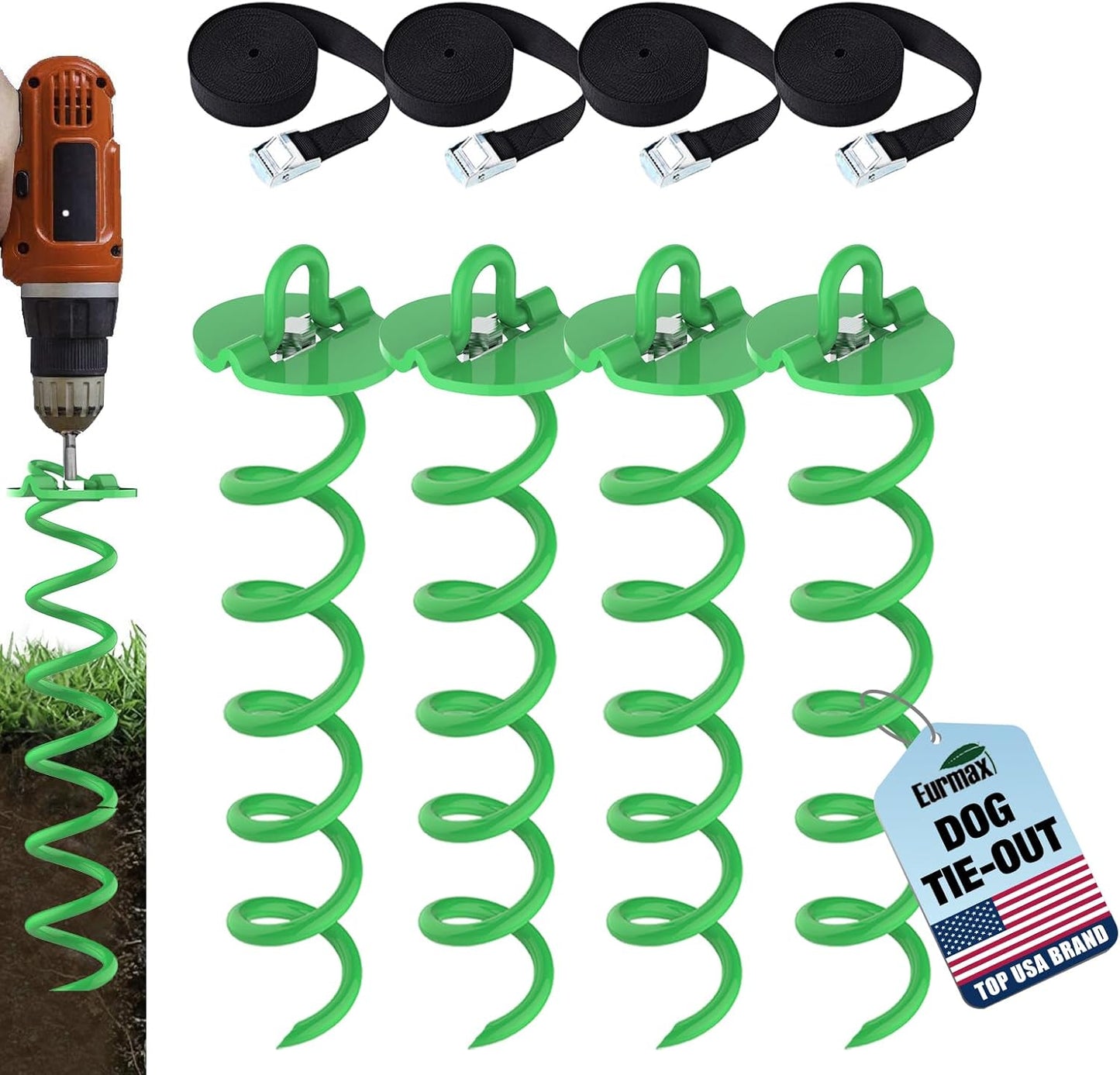 Eurmax USA Heavy Duty Anchor Kit for Trampolines and Tents
