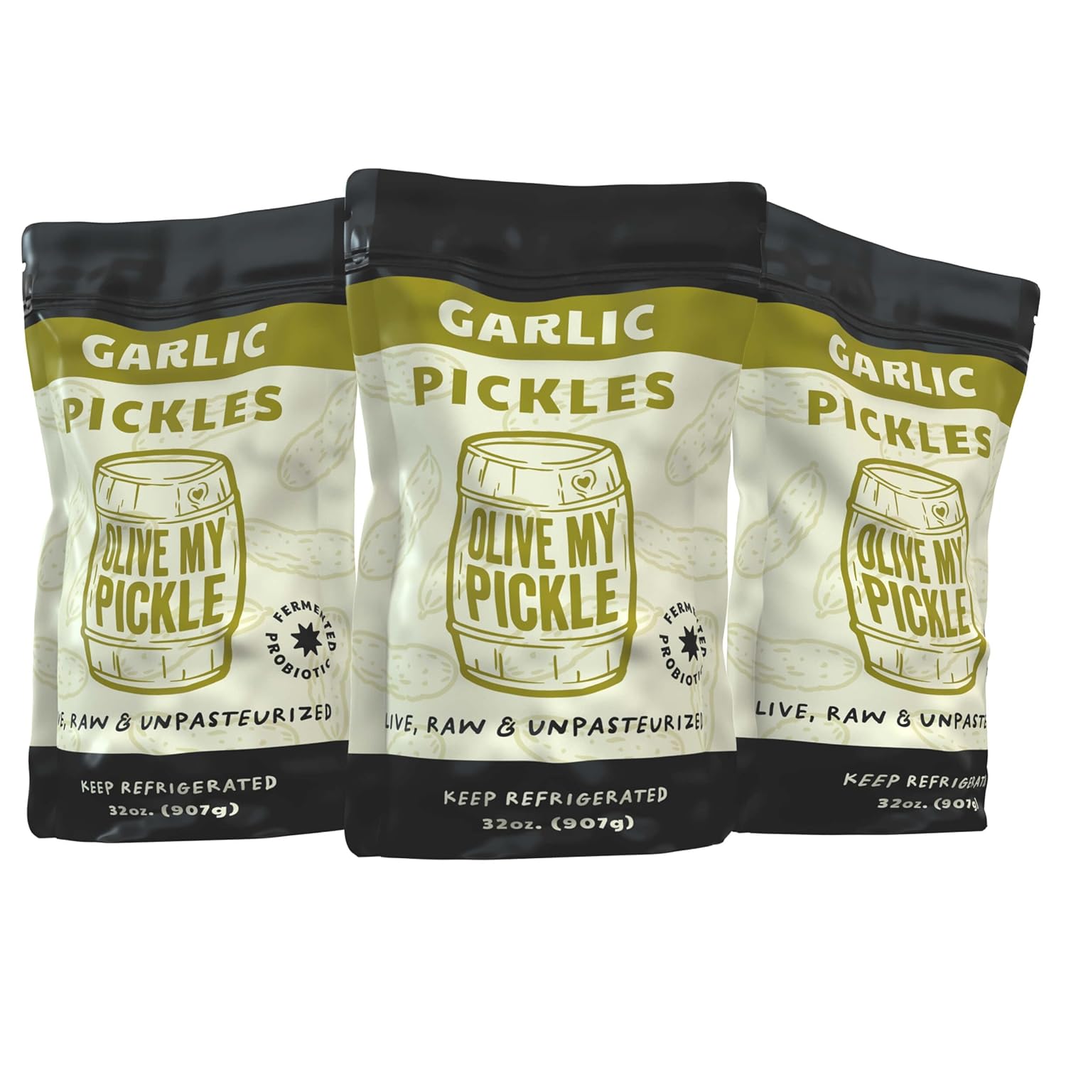 Olive My Pickle Fermented Garlic Dill Pickles - Probiotic Brine