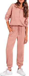 PRETTYGARDEN Womens 2 Piece Sweatsuits Set - Cozy Half Zip Tracksuit