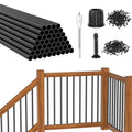 36 in Round Aluminum Deck Balusters 50 Pack - Durable Black Rail