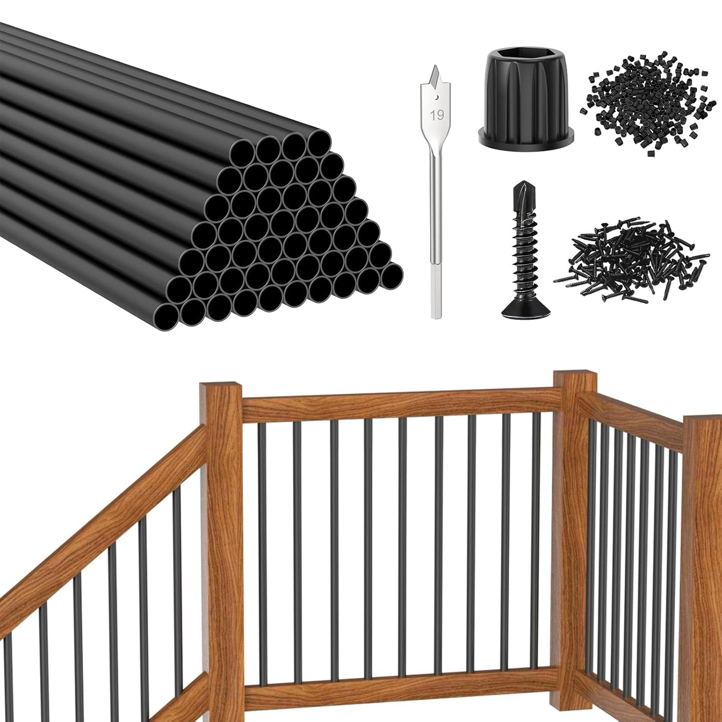 CKE 50 Pack 36in Round Aluminum Deck Balusters for Railing