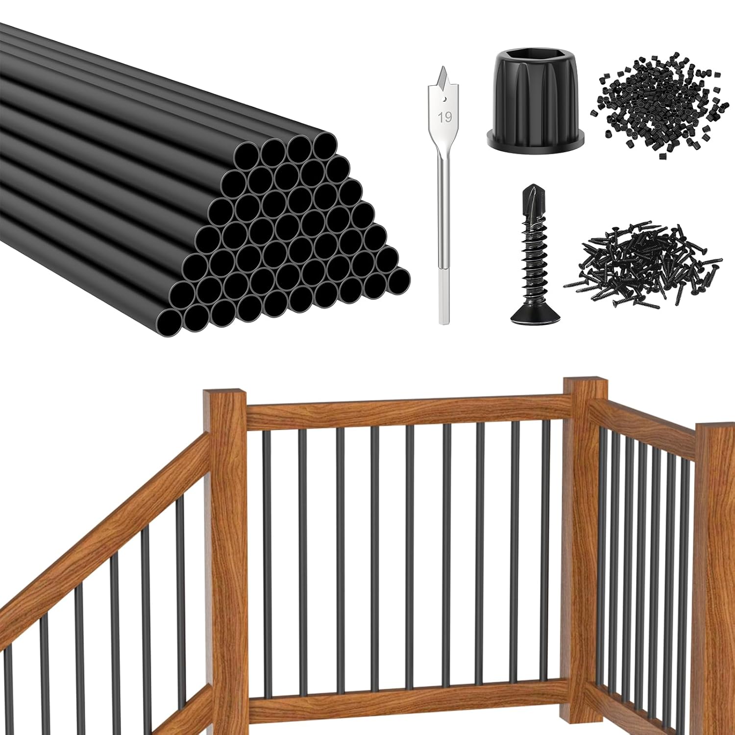 CKE 50 Pack 36in Round Aluminum Deck Balusters for Railing