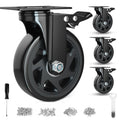 6 Inch Caster Wheels Heavy Duty Casters with Brake - 3000 lb Set