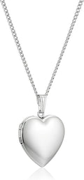 Sterling Silver Polished Heart Locket Pendant Necklace - Heirloom