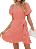 SAMPEEL Womens Summer Dress Square Neck Puff Sleeve (Style Q1Z3)