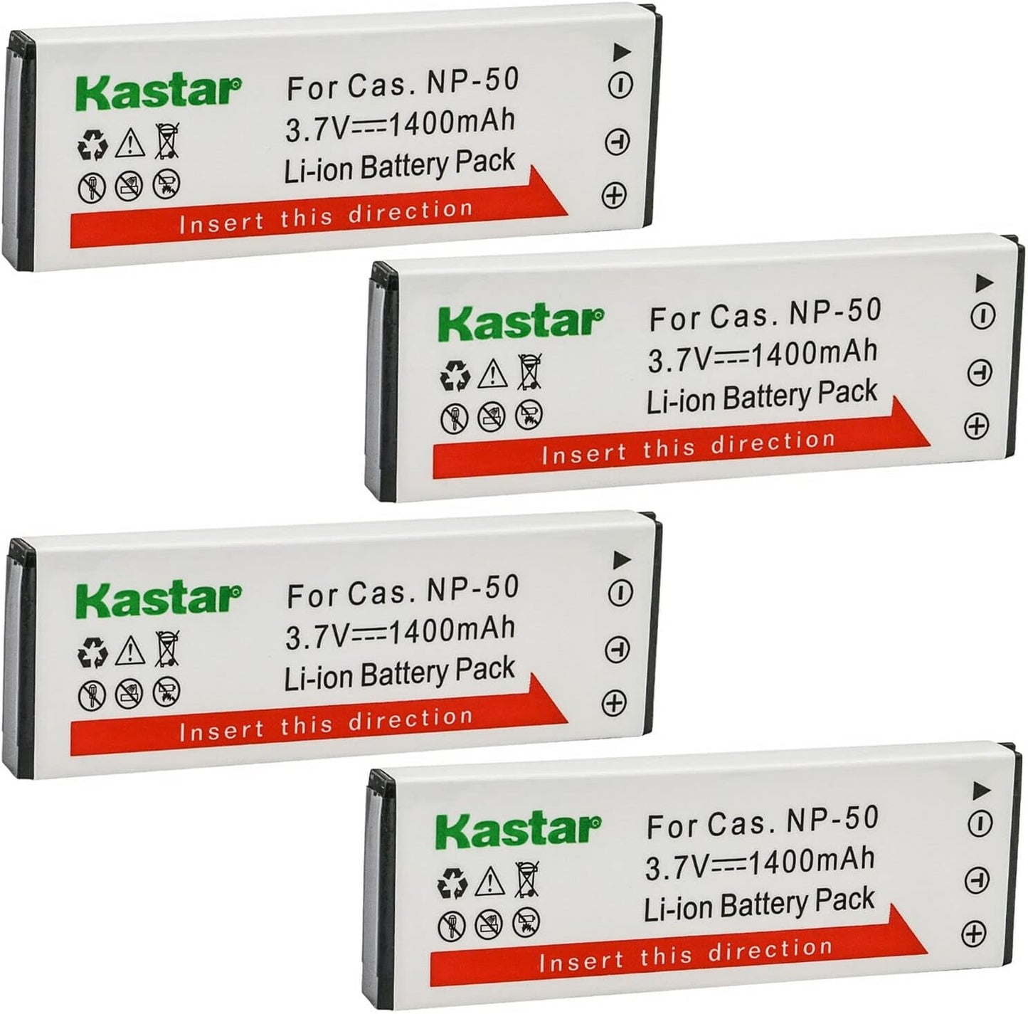 Kastar 4-Pack Battery Replacement for Casio NP-50 Cameras