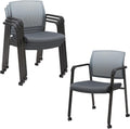 Mesh Back Stacking Arm Chairs with Upholstered Seat - 4 Pack