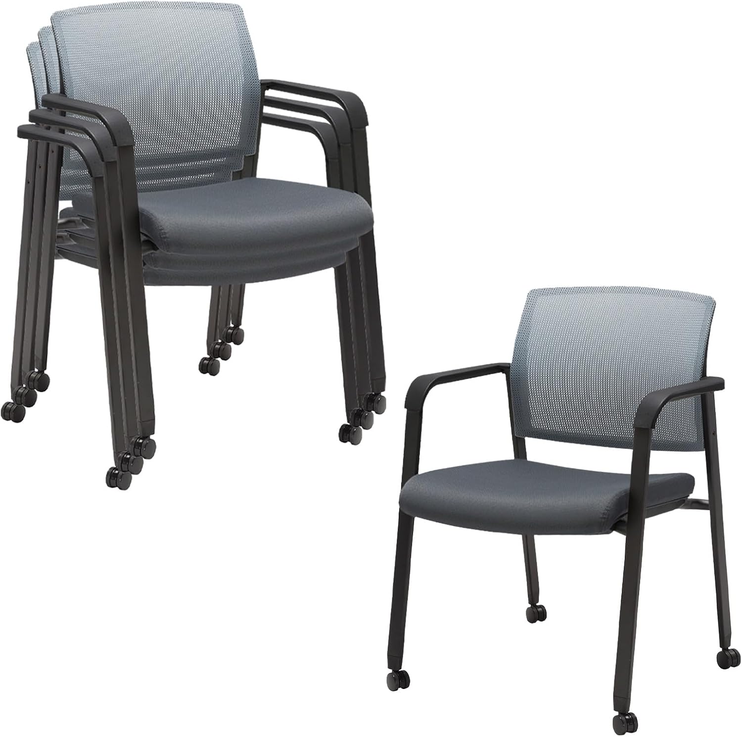 CLATINA Mesh Back Stacking Arm Chairs for Office and School