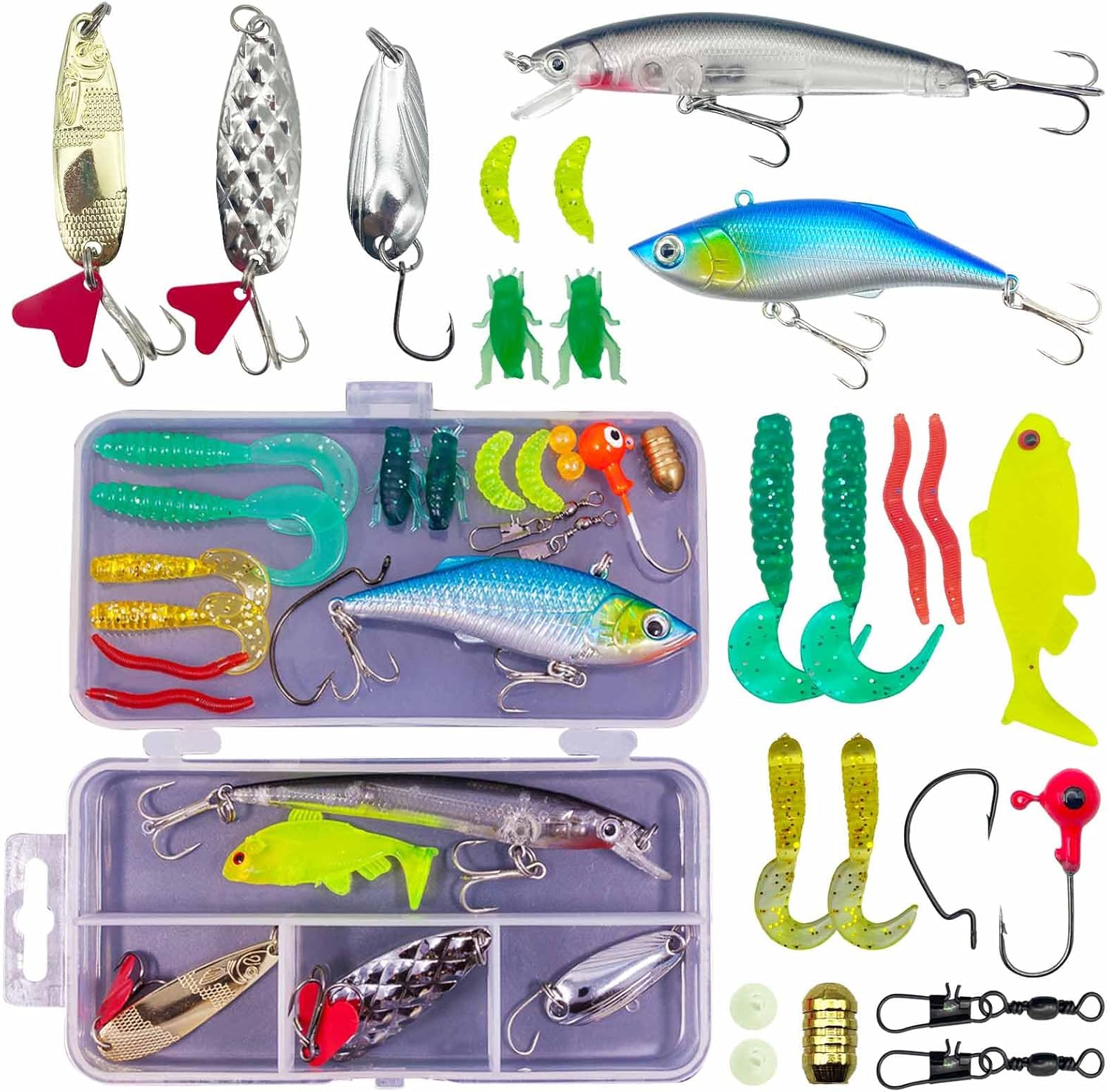 Complete 24 Pcs Fishing Lure Set - Perfect for Bass!