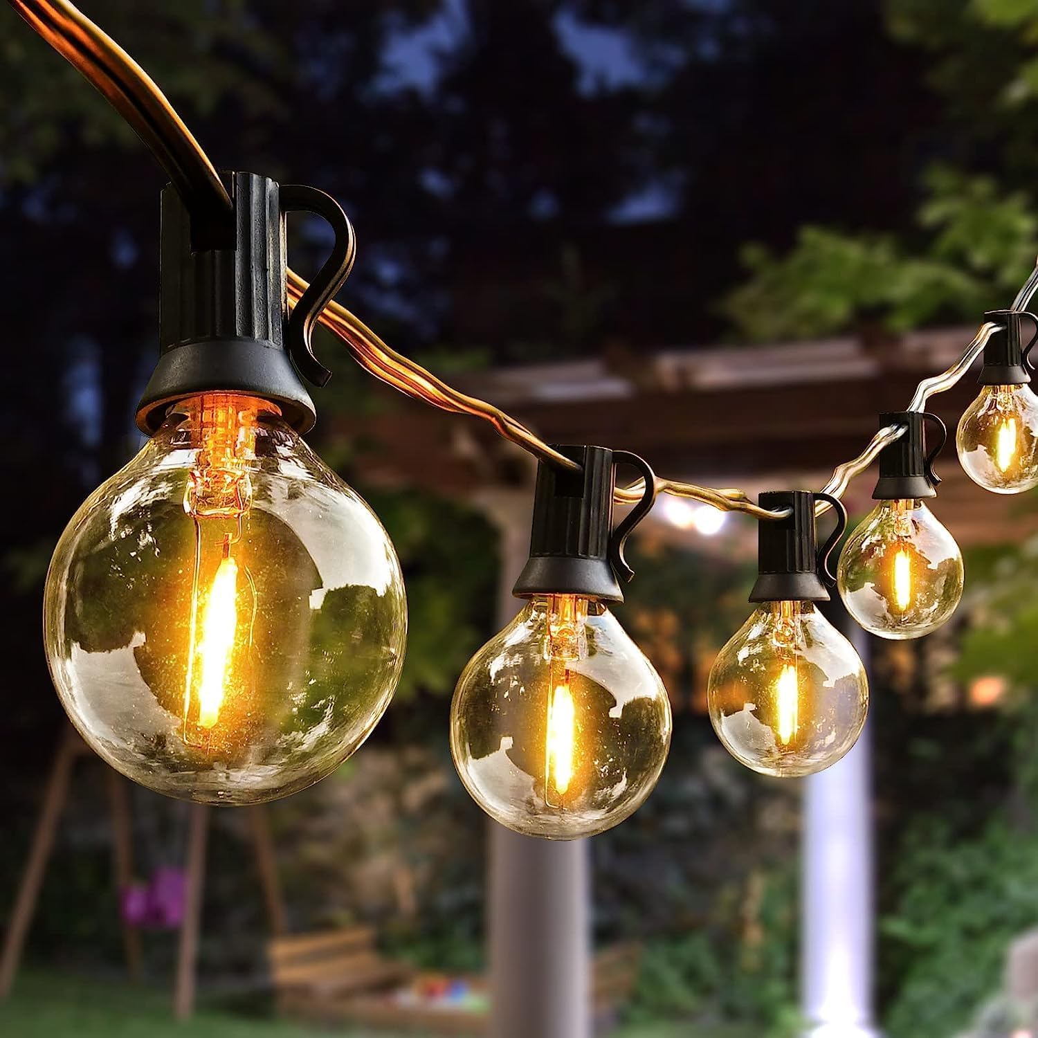 Outdoor String Lights 50ft with Dimmable G40 LED Bulbs for Parties