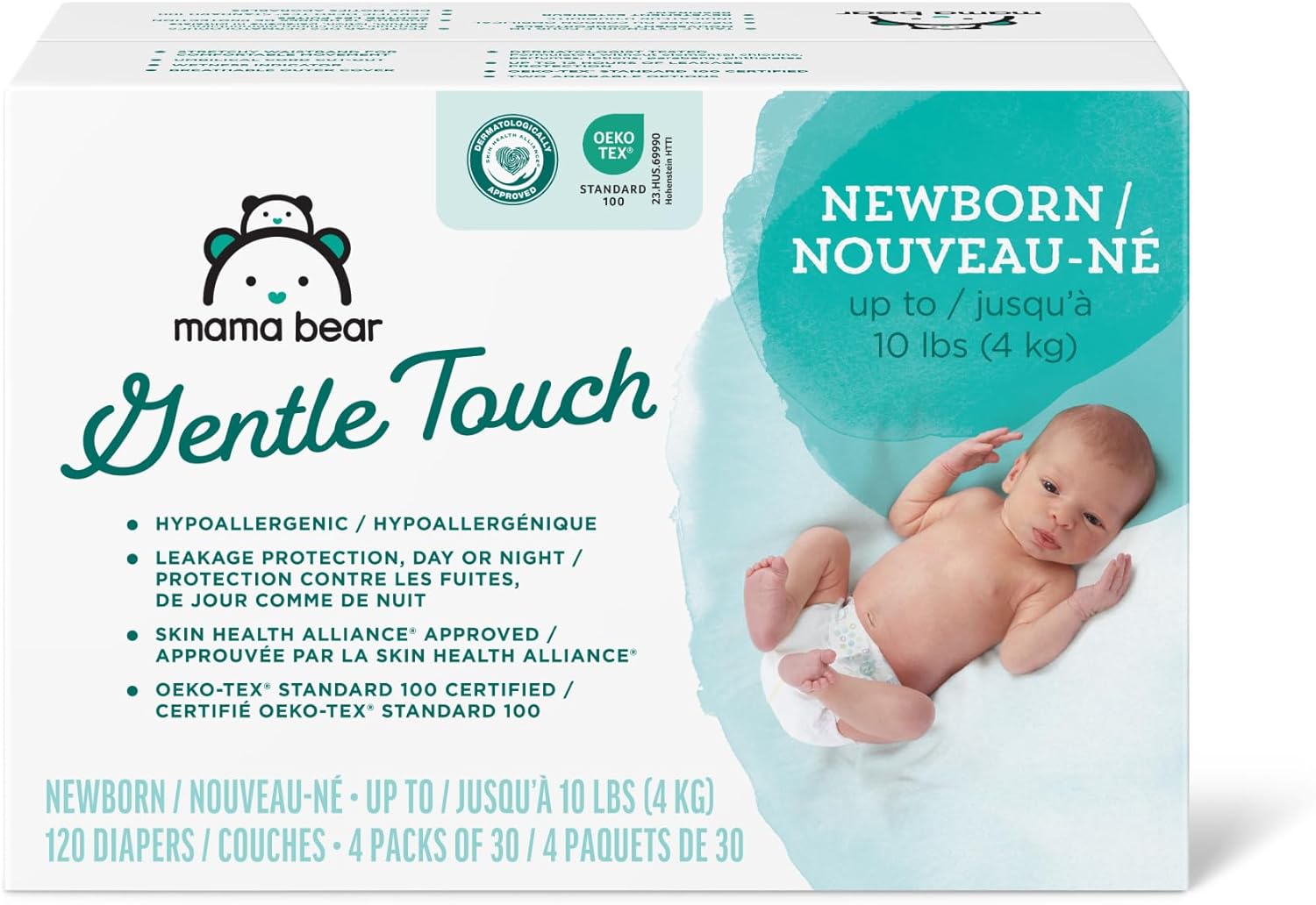 Mama Bear Hypoallergenic Newborn Diapers 120 Count