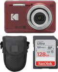 Kodak PIXPRO FZ55 Digital Camera Red Bundle - 128GB Card Included