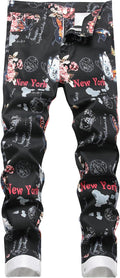 Men's Casual Printed Slim Fit Jeans Skinny Denim Pants - Stylish
