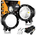 4 in 72W Round Offroad Lights 7200LM LED Driving Pod - Super Bright