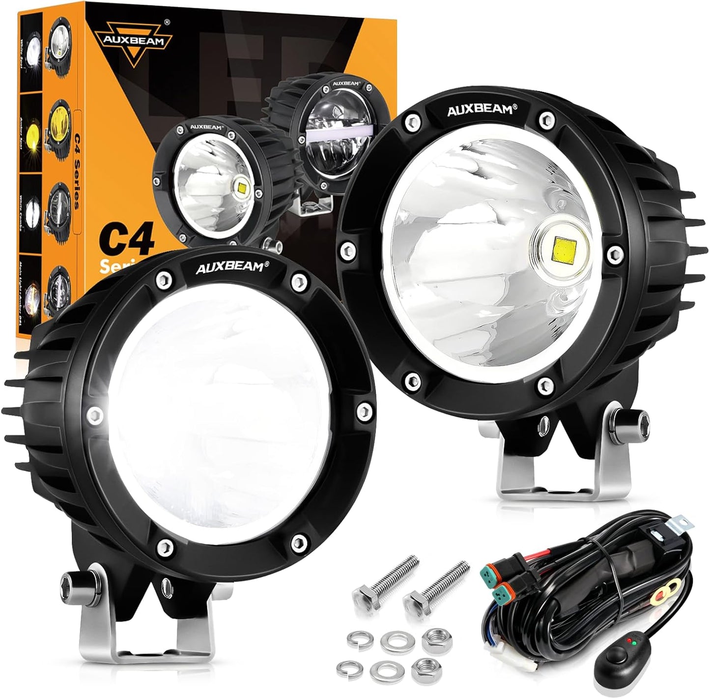 Auxbeam 4 Inch 72W Round Offroad Lights for Jeep and Truck