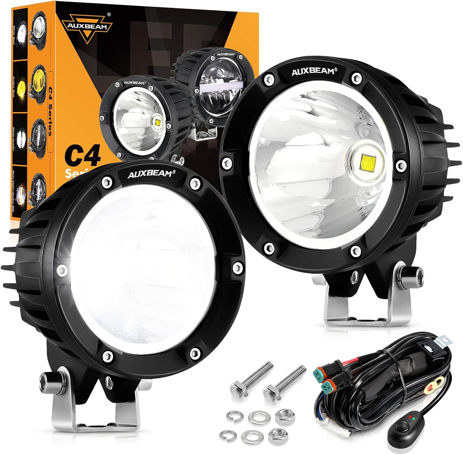 Auxbeam 4 Inch 72W Round Offroad Lights for Jeep and Truck