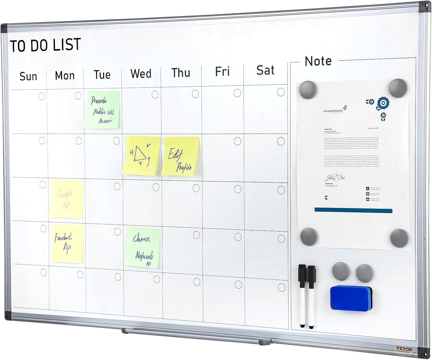 VEVOR Dry Erase Calendar Wall Board for Home Office Planning