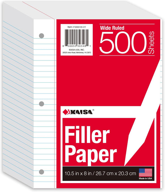 Get organized with KAISA Wide Ruled Filler Paper