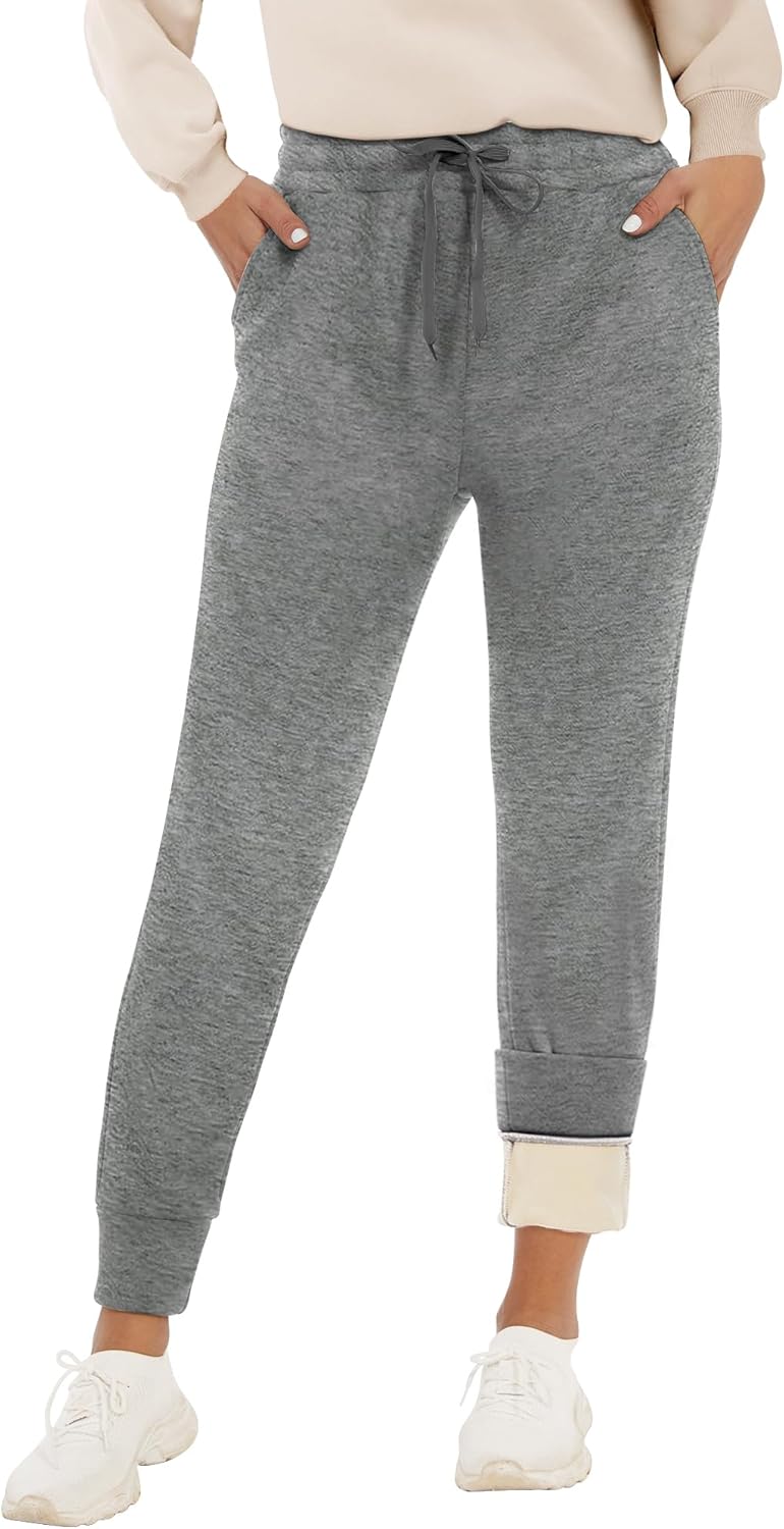 Fleece Lined Sweatpants for Women - Warm Sherpa Joggers