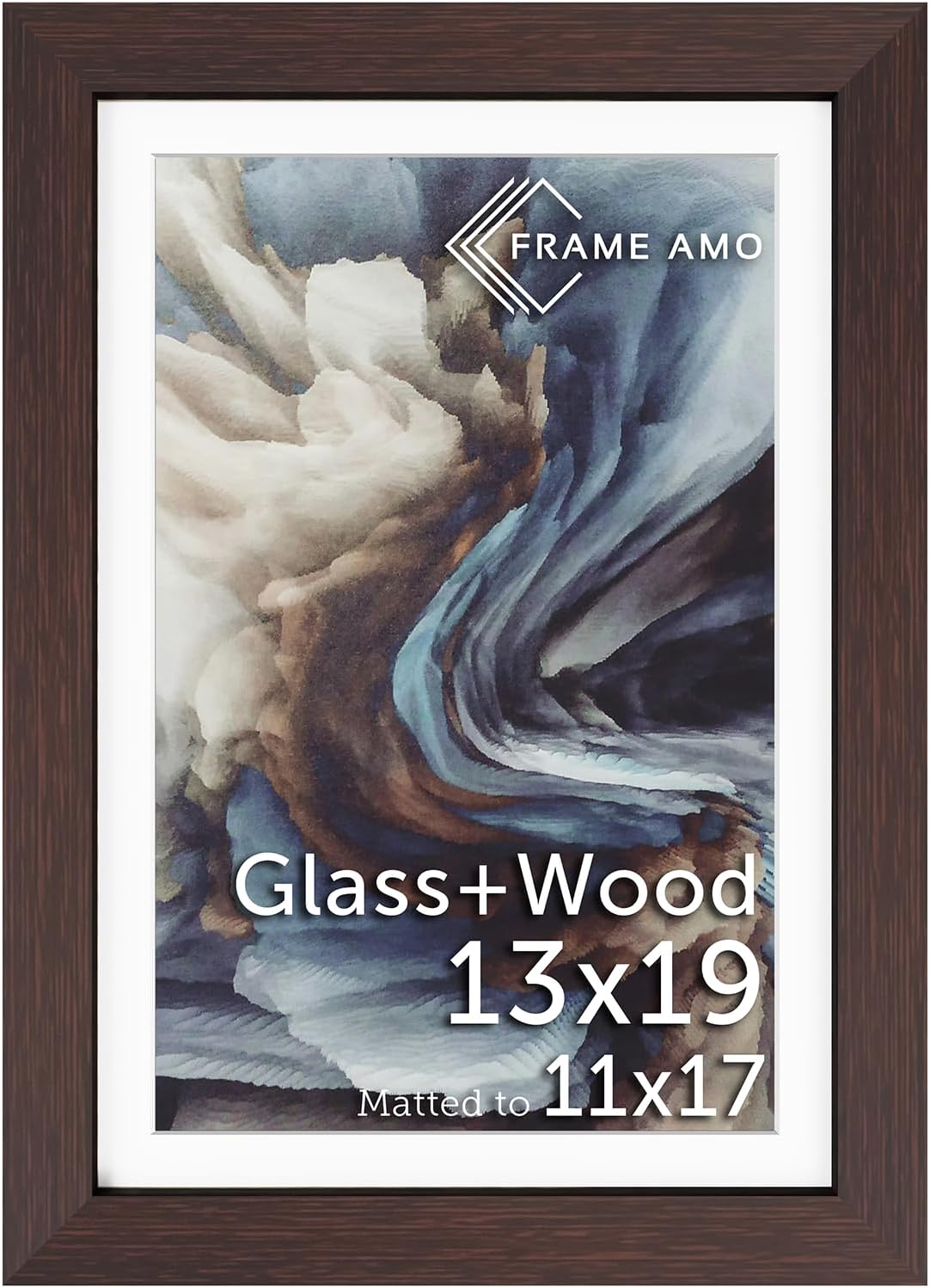 Solid Wood Poster Frame for 11x17 Images with Tempered Glass