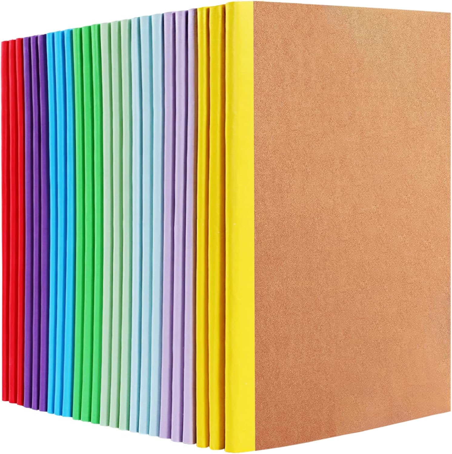 24 Pack Kraft Composition Notebooks - Wide Ruled, Portable Journals for School/Office/Home, Rainbow Spine - 8 Colors